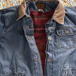 Eddie Bauer VINTAGE Blue Denim Jacket with Tan Corduroy Collar